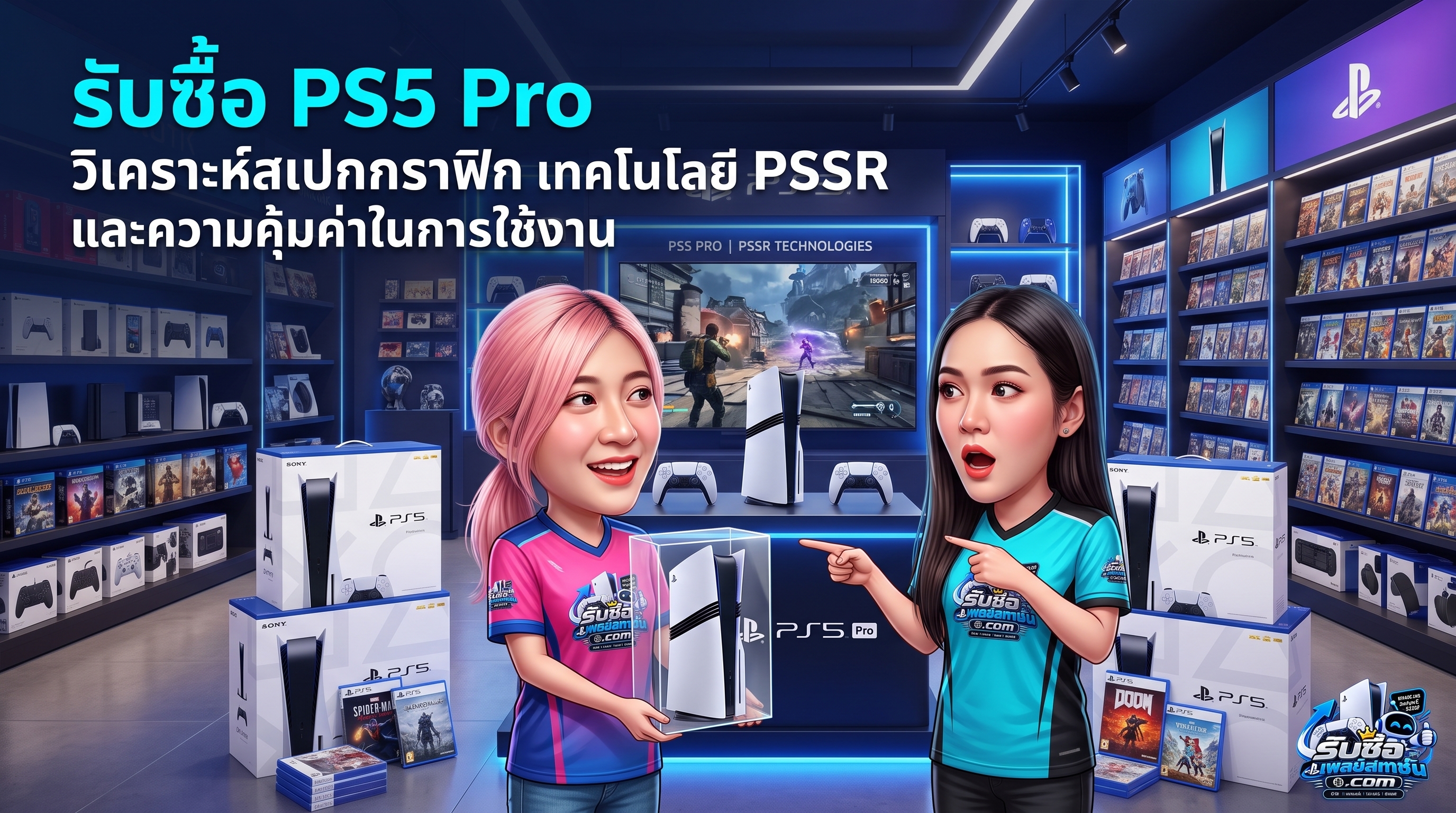 เครื่องเกม PlayStation 5 Pro พร้อมจอย DualSense และเทคโนโลยี PSSR