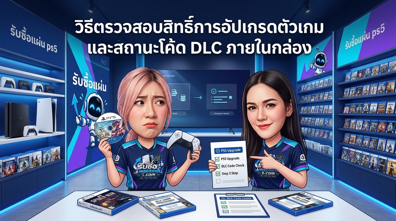 แผ่นเกม PlayStation 5 และการตรวจสอบโค้ด DLC ภายในกล่อง